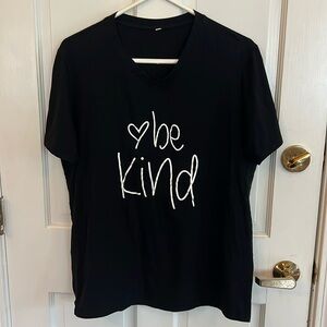 “Be Kind” Black v-neck t-shirt. Size XL
